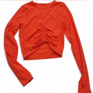 Orange Long Sleeve Ruched Top